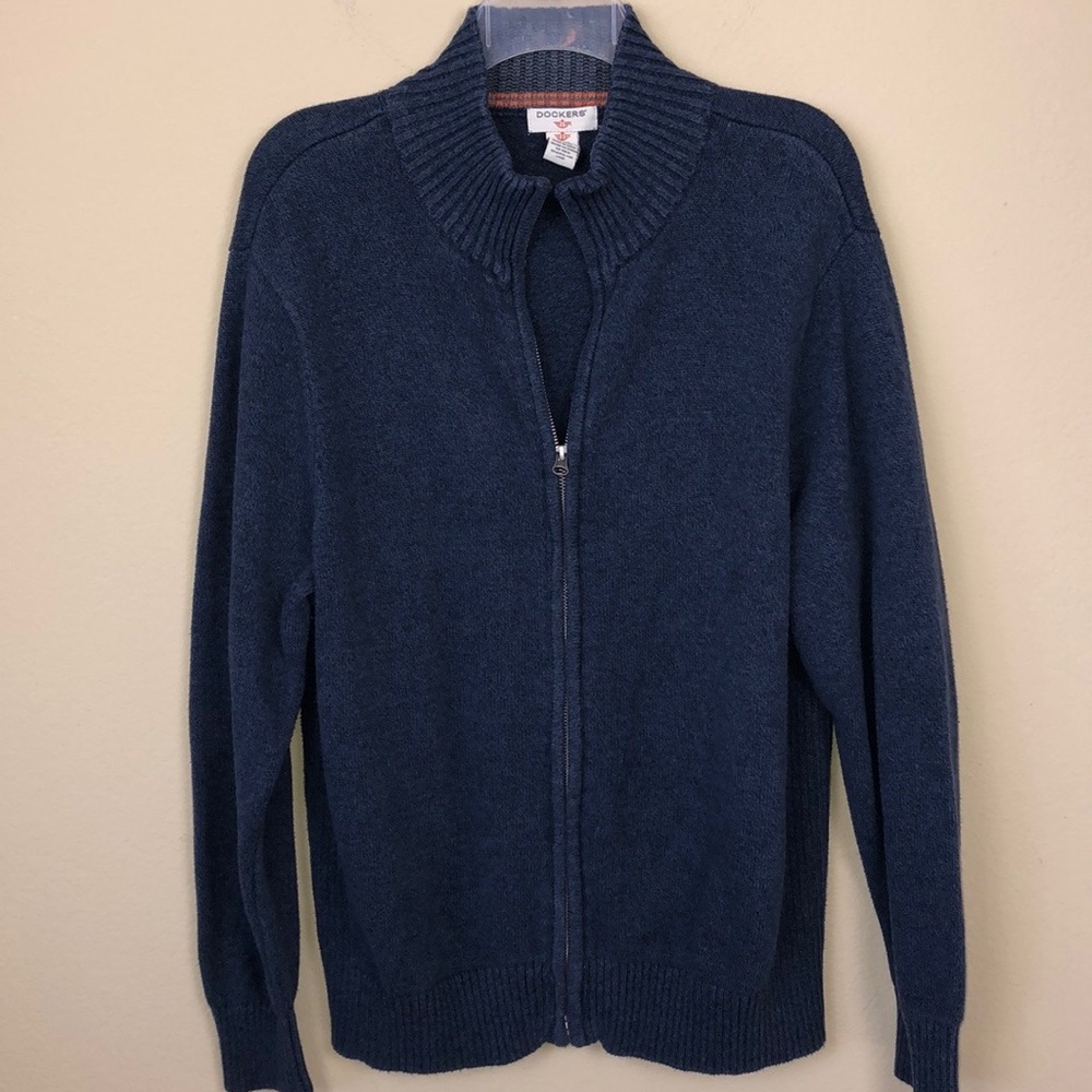 Dockers Blue Men’s Long Sleeve Zip Up Sweater Jacket - Size Medium